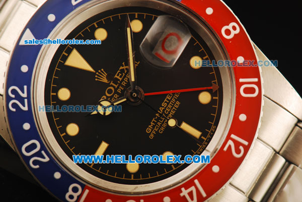 Rolex GMT-Master Swiss ETA 2846 Automatic Movement Steel Case with Yellow Markers and Ceramic Bezel - Click Image to Close